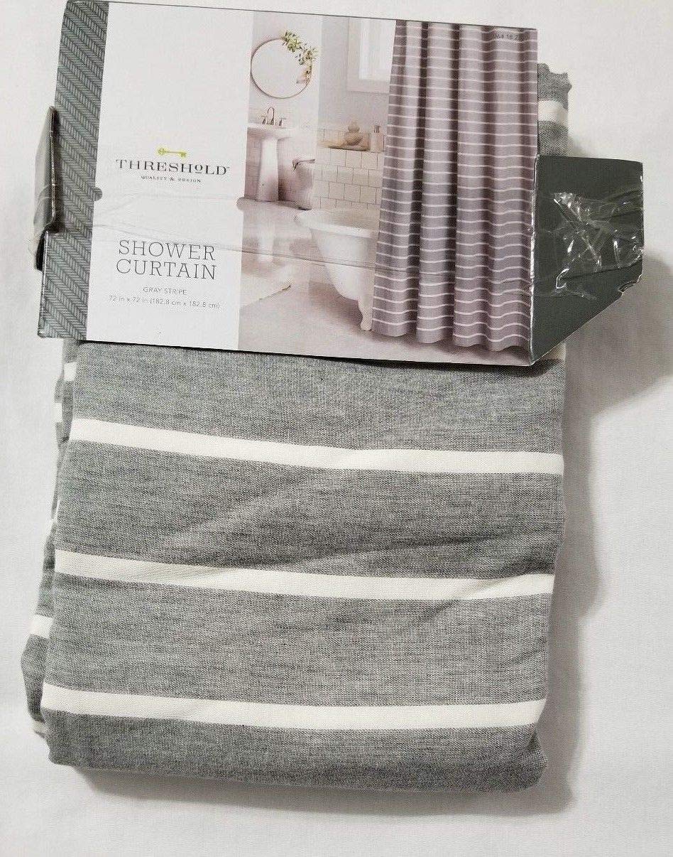 Threshold Stripe Shower Curtain Radiant Gray