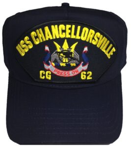 ec uss chancellorsville cg-62 hat - navy blue - veteran owned business