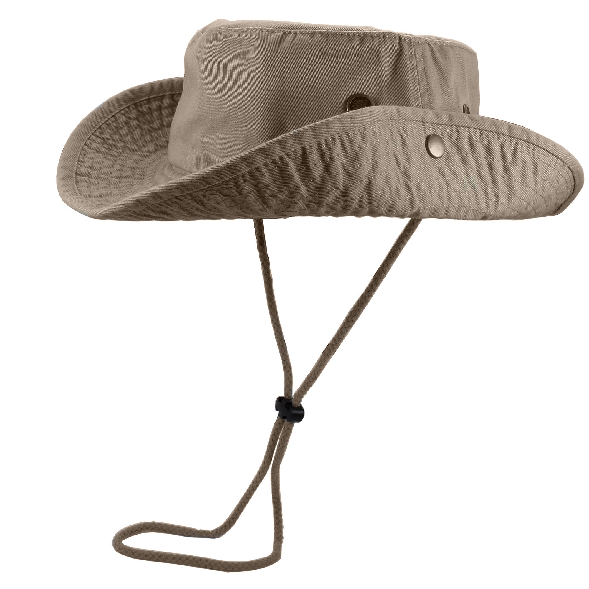 Gelante 100% Cotton Stone-Washed Adjustable Bucket Safari Boonie Sun Hats.1910-1PC Khaki L/XL