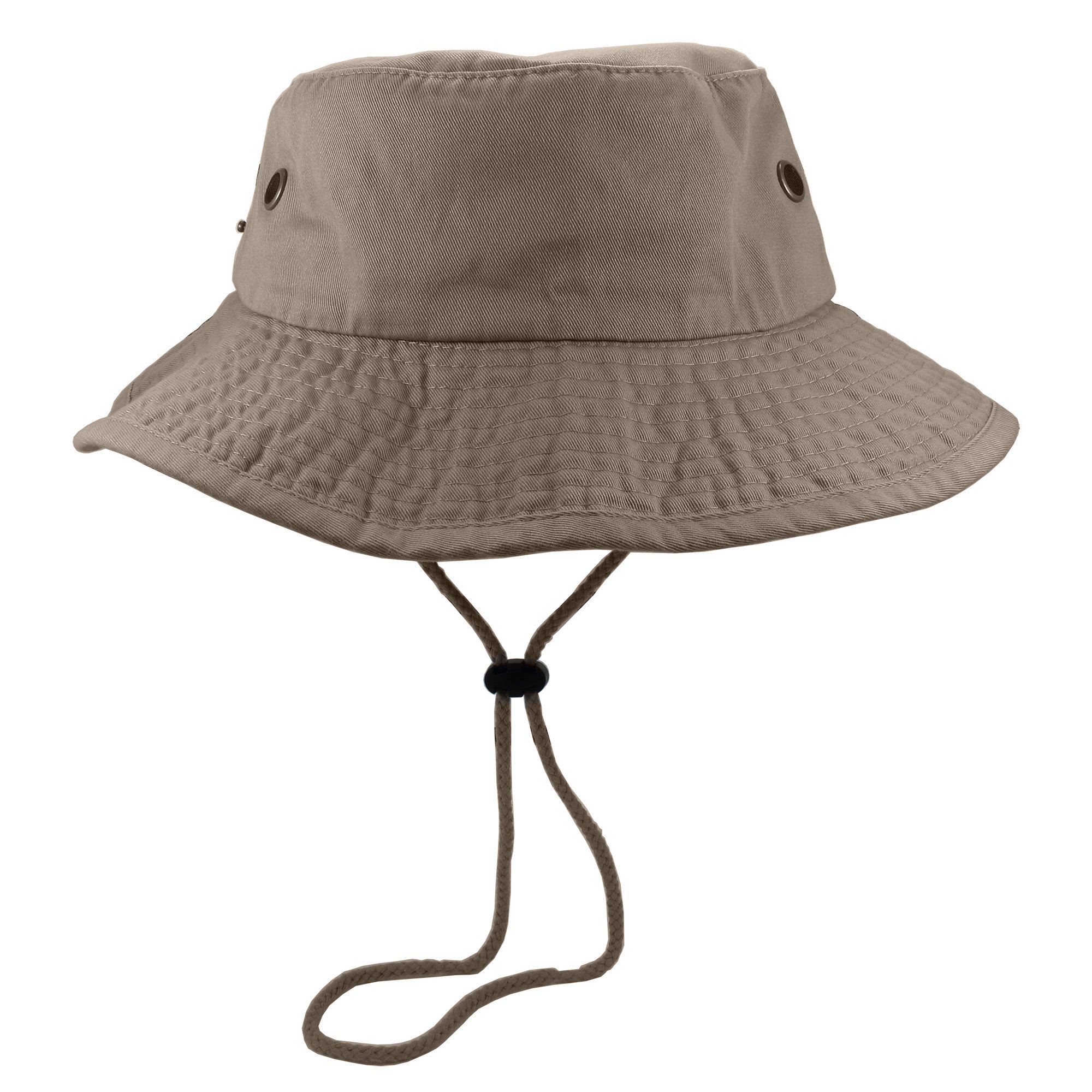 Gelante 100% Cotton Stone-Washed Adjustable Bucket Safari Boonie Sun Hats.1910-1PC Khaki L/XL