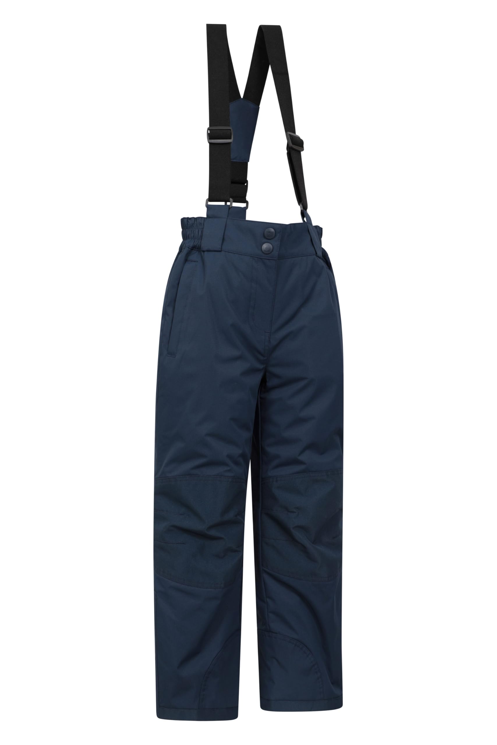 Mountain Warehouse Kids Winter Snow Pants, Reinforced Knees -Boys & Girls Ski Salopette Dark Blue 7-8 Years