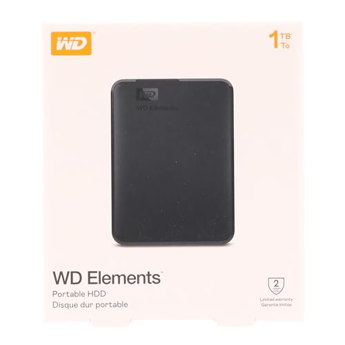 WD 1TB Elements Portable External Hard Drive for Windows, USB 3.2 Gen 1/USB 3.0 for PC & Mac, Plug and Play Ready - WDBUZG0010BBK-WESN