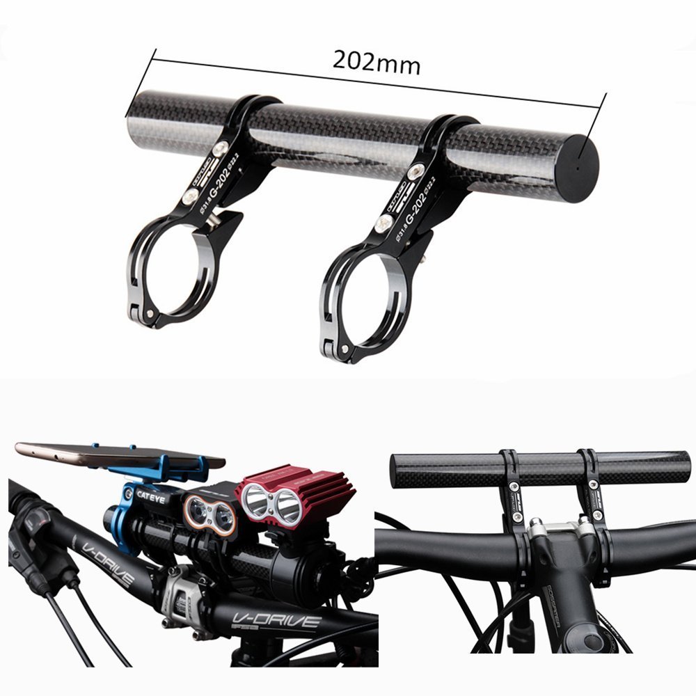 GUB 31.8MM Double Clamp Carbon Fiber Super Long Bike Bicycle Handlebar Extender Extension Light Lamp Computer Phone Mount Bracket Stand Holder