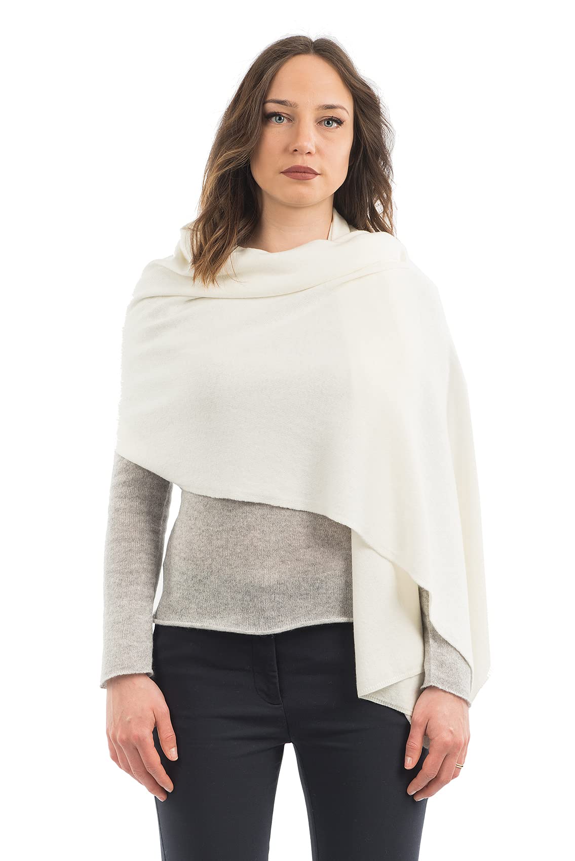 Dalle Piane Cashmere - Stole cashmere blend - Made in Italy, Color: White, One Size