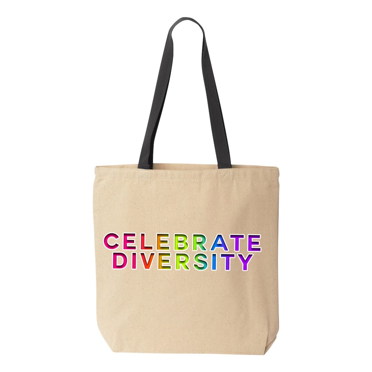 Celebrate Diversity Natural Canvas Tote - [Black Handle]