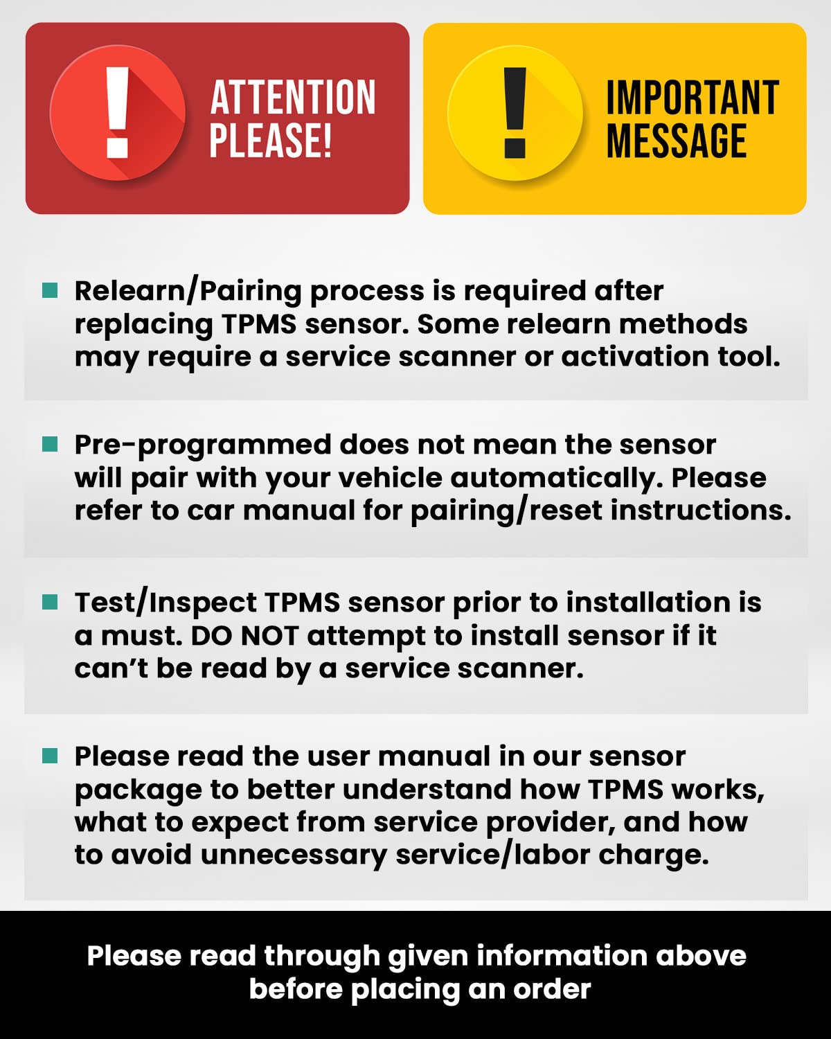 MORESENSOR Signature Series 315MHz TPMS Tire Pressure Sensor 4-Pack | Preprogrammed for Select 120+ American Brand Models | Replacement for 6F2Z-1A189-A 7L1Z-1A189-A | Snap-in | NX-S042-SN-4