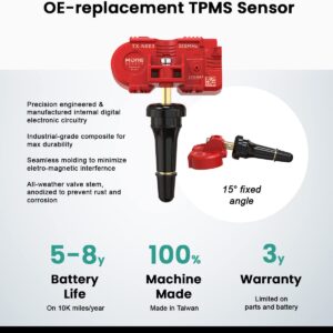 MORESENSOR Signature Series 315MHz TPMS Tire Pressure Sensor 4-Pack | Preprogrammed for Select 120+ American Brand Models | Replacement for 6F2Z-1A189-A 7L1Z-1A189-A | Snap-in | NX-S042-SN-4