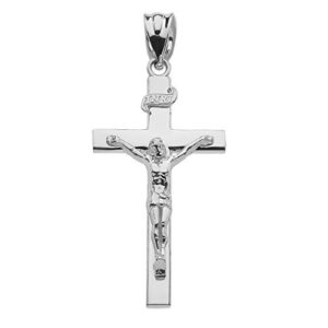 Claddagh Gold Fine 925 Sterling Silver Linear Cross INRI Crucifix Charm Pendant