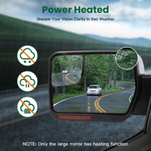 SCITOO Towing Mirrors fit for 2004-2014 for Ford for F-150 Blind Spot Mirror Power Heated Chrome Puddle Signal Double Glass (Driver Side)