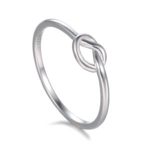 925 sterling silver ring，boruo love knot promiss friendship high polish comfort fit band ring size 8