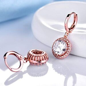 "GULICX Rose Gold Electroplated Vintage Style Hoop Earrings with Zircon Dangle and Leverback for Women"