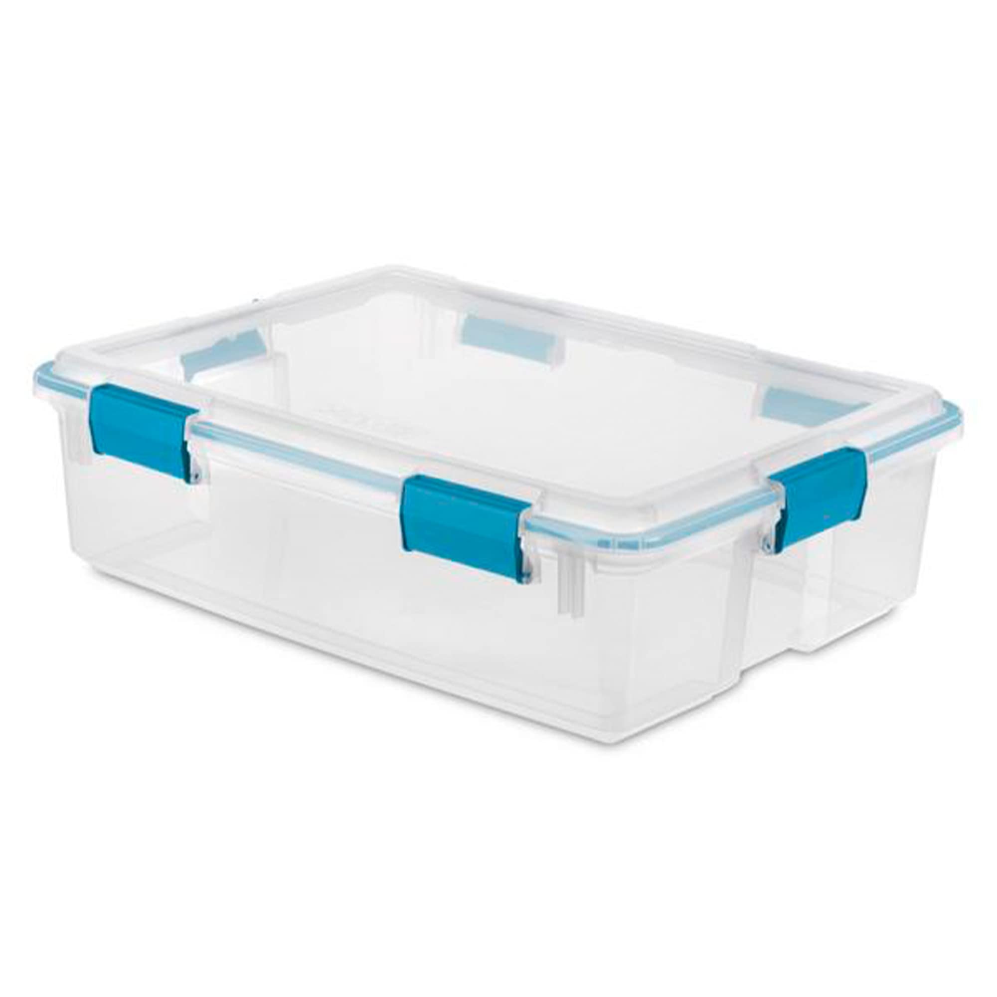 Sterilite Gasket Box, Stackable Storage Bin with Latching Lid, 37 Quart, 12 Pack