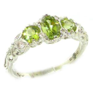 LetsBuyGold 925 Sterling Silver Real Genuine Peridot Womens Anniversary Ring - Size 8