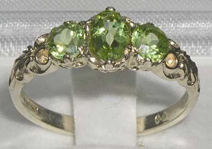 LetsBuyGold 925 Sterling Silver Real Genuine Peridot Womens Anniversary Ring - Size 8