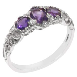 LetsBuyGold 925 Sterling Silver Natural Amethyst Womens Promise Ring - Size 6.5