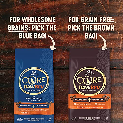 Wellness CORE+ Grain-Free Dry Dog Food, Natural Ingredients, Made in USA with Real Freeze-Dried Meat (Adult, Turkey, 20 lbs)