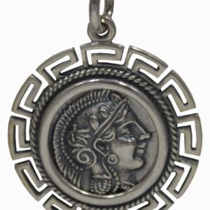 Goddess Athena Coin Pendant with Meander Design Item- Owl Of Wisdom