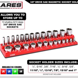 ARES 70234-26-Piece 3/8-Inch SAE Magnetic Socket Organizer - Holds 13 Standard Size and 13 Deep Size Sockets - Keep Your Tool Box Organized