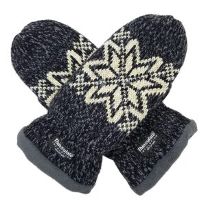 bruceriver women snowflake knit mittens with warm thinsulate fleece lining size m (black)