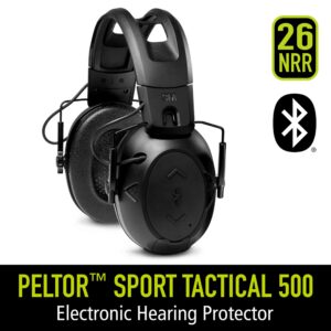 Peltor Sport Tactical 500 Smart Electronic Hearing Protector, Bluetooth Wireless Ear Muffs, NRR 26 dB, Bluetooth Headphones With Recessed Microphone, Ideal For Range, Shooting & Hunting (TAC500-OTH)