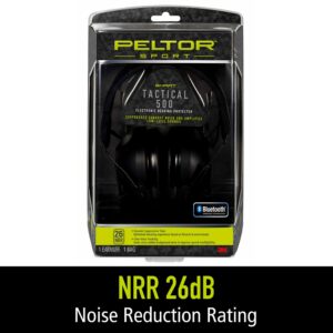 Peltor Sport Tactical 500 Smart Electronic Hearing Protector, Bluetooth Wireless Ear Muffs, NRR 26 dB, Bluetooth Headphones With Recessed Microphone, Ideal For Range, Shooting & Hunting (TAC500-OTH)