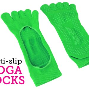 Go Go Active Yoga Accessories Set - Includes 2 Yoga Blocks, 1 Microfiber Non Slip Mat Towel 72X24, 1 Microfiber Hand Towel 24X15, 1 Yoga Strap, 1 Pair of Yoga Socks (Green)