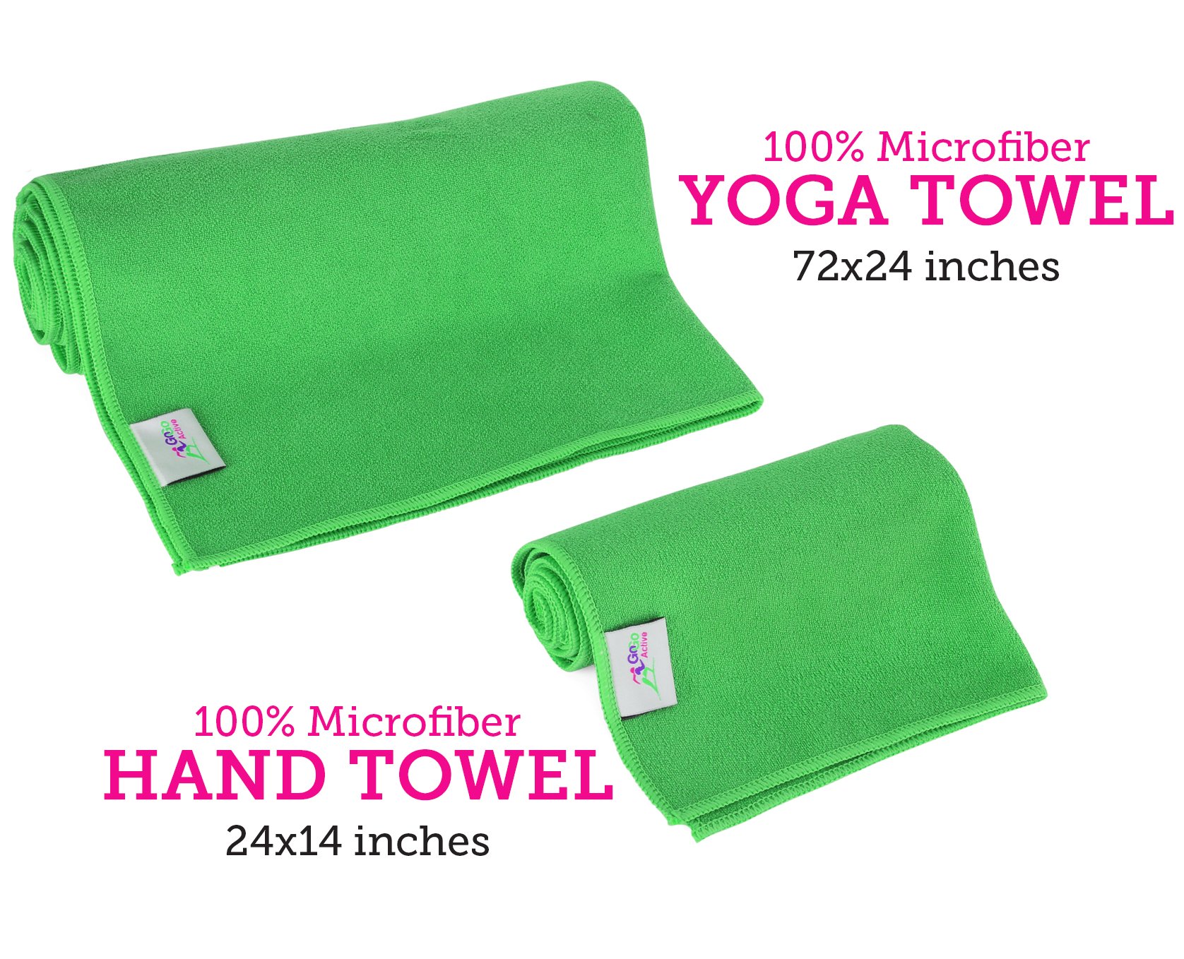 Go Go Active Yoga Accessories Set - Includes 2 Yoga Blocks, 1 Microfiber Non Slip Mat Towel 72X24, 1 Microfiber Hand Towel 24X15, 1 Yoga Strap, 1 Pair of Yoga Socks (Green)