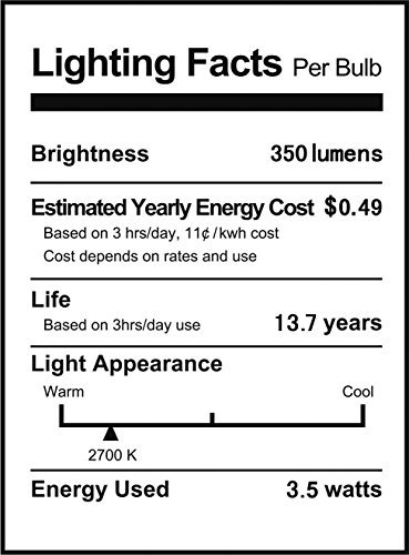 MRDENG Candelabra Led Light Bulbs G16.5 for Chandelier,Ceiling Fan,E12 Led Bulb Dimmable 40 Watt Equivalent,350Lumens,120 Volts,2700K Warm White,6 Pack