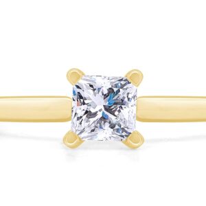 Jewel Zone US Princess Cut White Cubic Zirconia Anniversary Solitaire Ring in 14k Gold Over Sterling Silver (0.25 Carat)