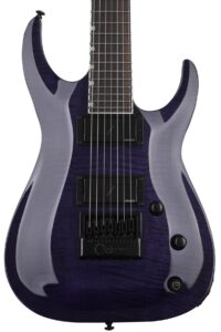 esp ltd sh-7 evertune signature series brian "head" welch electric guitar with case, see thru purple