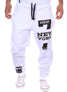 cottory men's harem casual baggy hiphop dance jogger sweatpants trousers white large