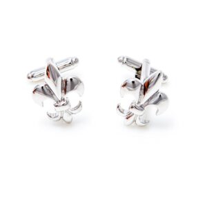 MRCUFF Fleur De Lis Pair Tuxedo Cufflinks and Studs Set in a Presentation Gift Box & Polishing Cloth … (Fleur studs)