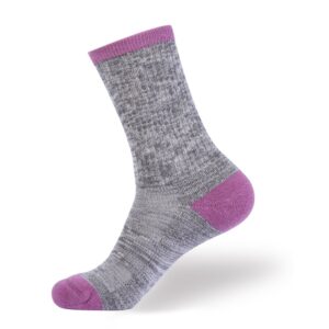 EnerWear 4 Pack Women's Merino Wool Outdoor Hiking Trail Crew Sock (US Shoe Size 4-10,Violet/Gray/Multi)