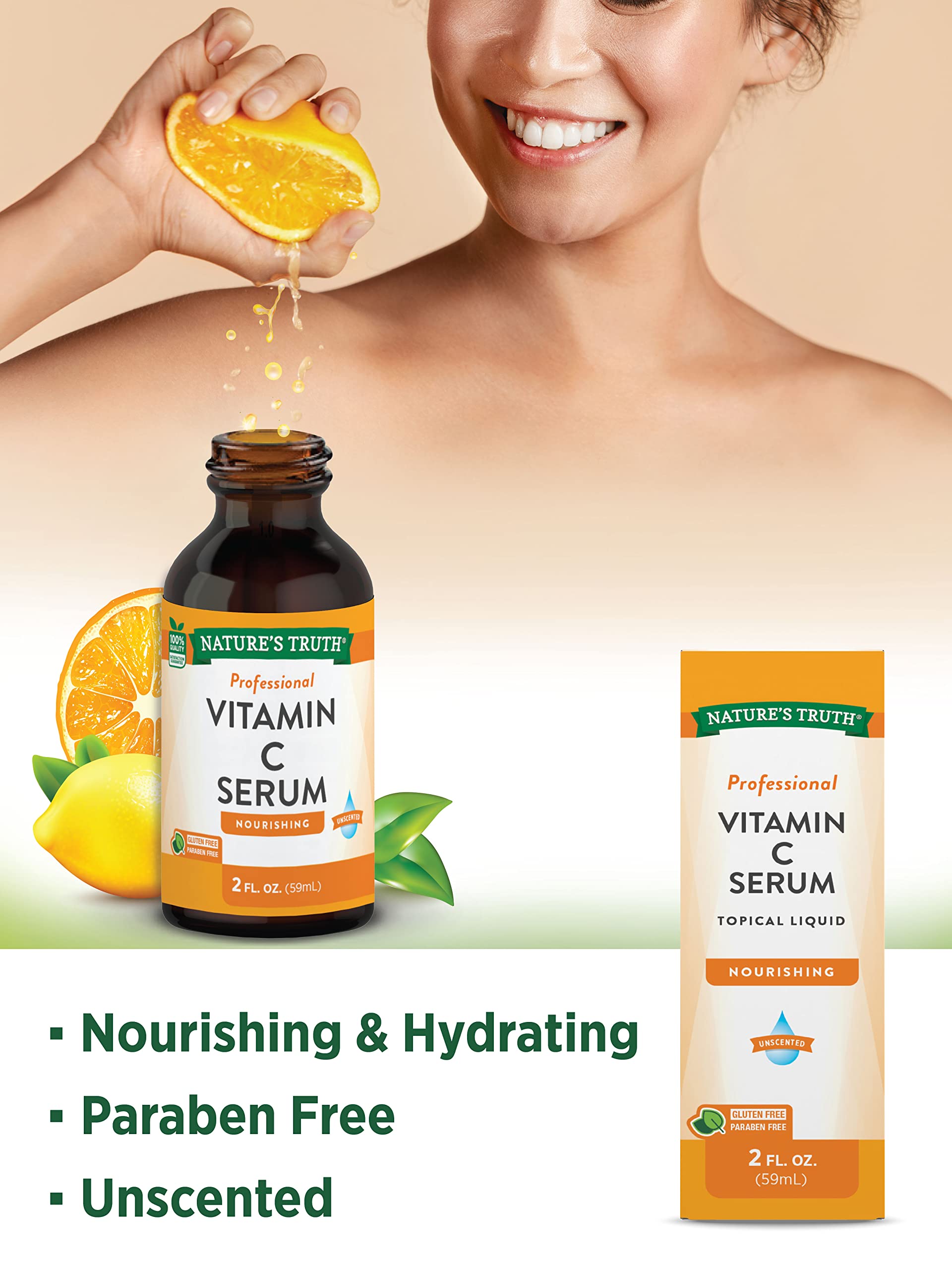 Nature's Truth Vitamin C Serum 2 oz | Oil For Body & Face | Nourishing & Unscented