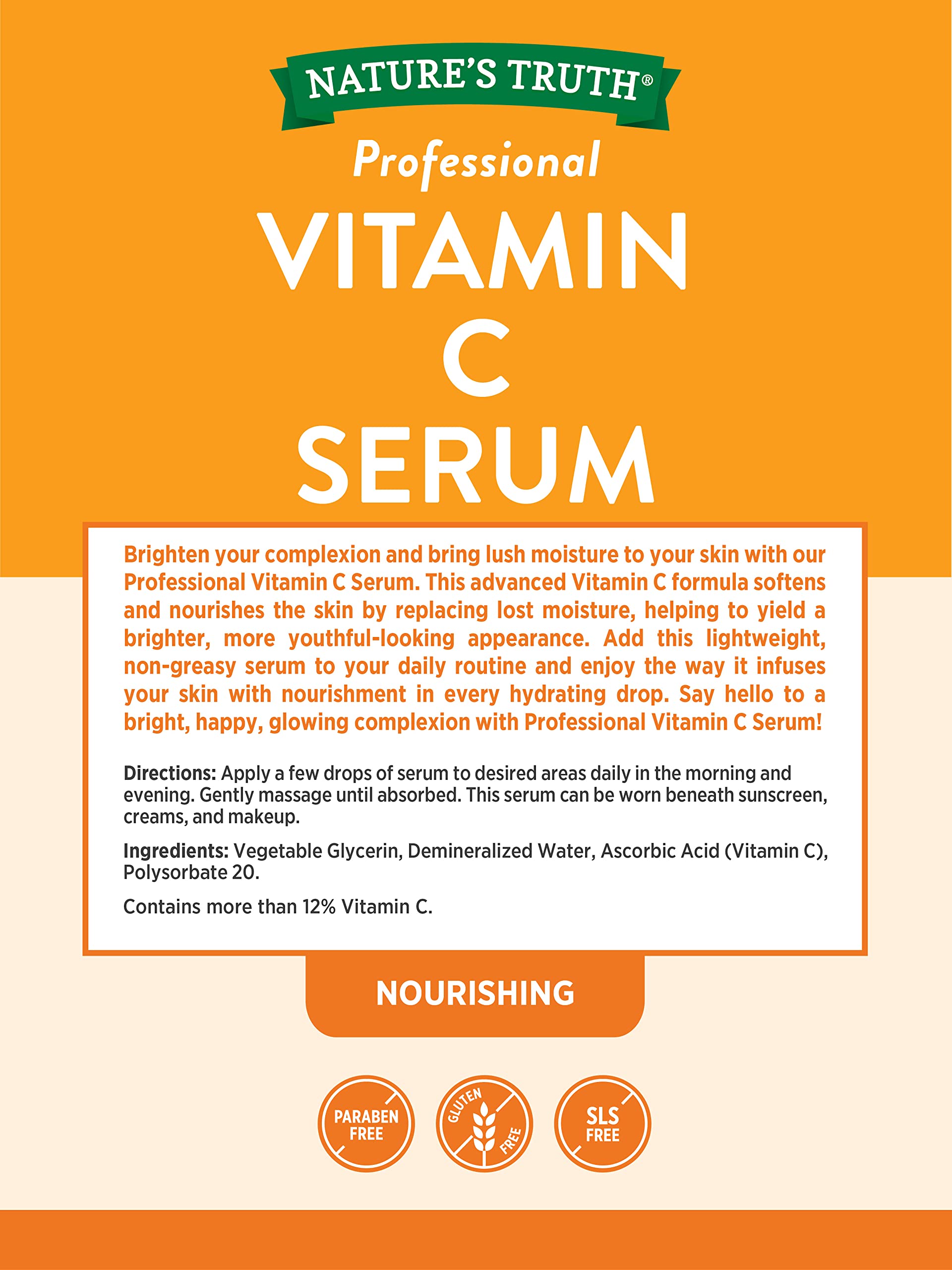 Nature's Truth Vitamin C Serum 2 oz | Oil For Body & Face | Nourishing & Unscented