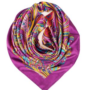 YOUR SMILE Polyester Scarf Women’s Fashion Pattern Large Square Satin Headscarf Headdress 35''x35'' (Style 506)