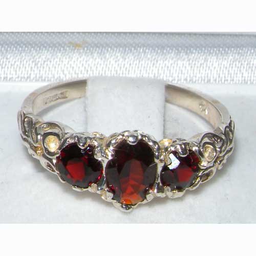 LetsBuyGold 925 Sterling Silver Natural Garnet Womens Promise Ring - Size 7.5