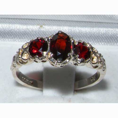 LetsBuyGold 925 Sterling Silver Natural Garnet Womens Promise Ring - Size 7.5