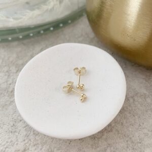 HONEYCAT Tiny Trinity Ball Stud Earrings in 18k Gold Plated | Minimalist, Delicate Jewelry (G)