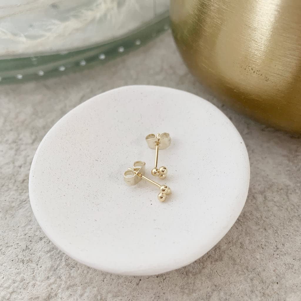 HONEYCAT Tiny Trinity Ball Stud Earrings in 18k Gold Plated | Minimalist, Delicate Jewelry (G)