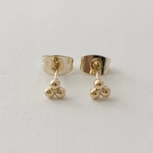 HONEYCAT Tiny Trinity Ball Stud Earrings in 18k Gold Plated | Minimalist, Delicate Jewelry (G)