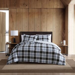 eddie bauer - queen comforter set, cotton reversible bedding with matching shams, stylish home decor (lewis navy, queen)