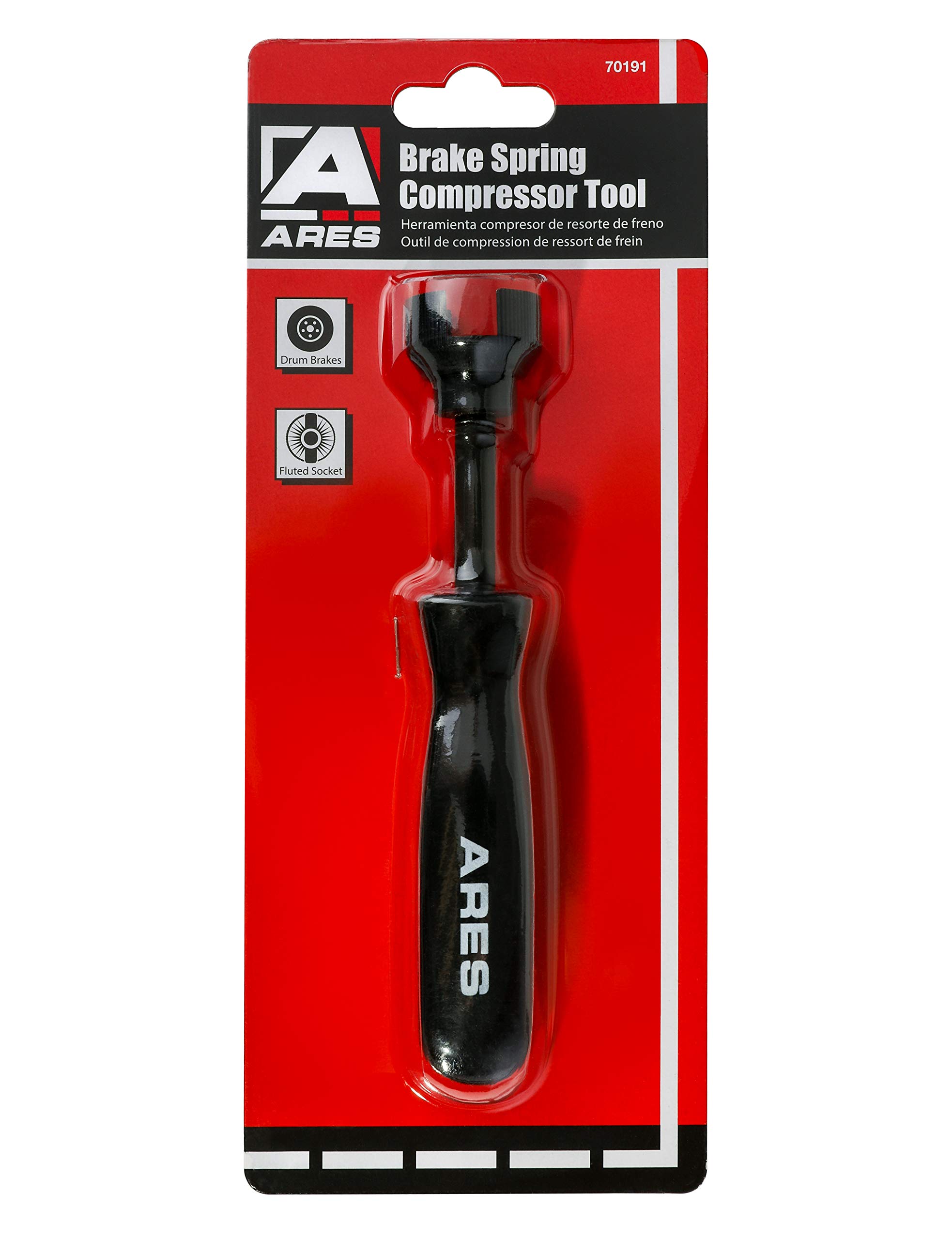 ARES 70191 - Brake Spring Compressor Tool - Provides Leverage to Remove and Install Stubborn Hold-Down Springs of Drum Brakes