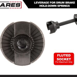 ARES 70191 - Brake Spring Compressor Tool - Provides Leverage to Remove and Install Stubborn Hold-Down Springs of Drum Brakes