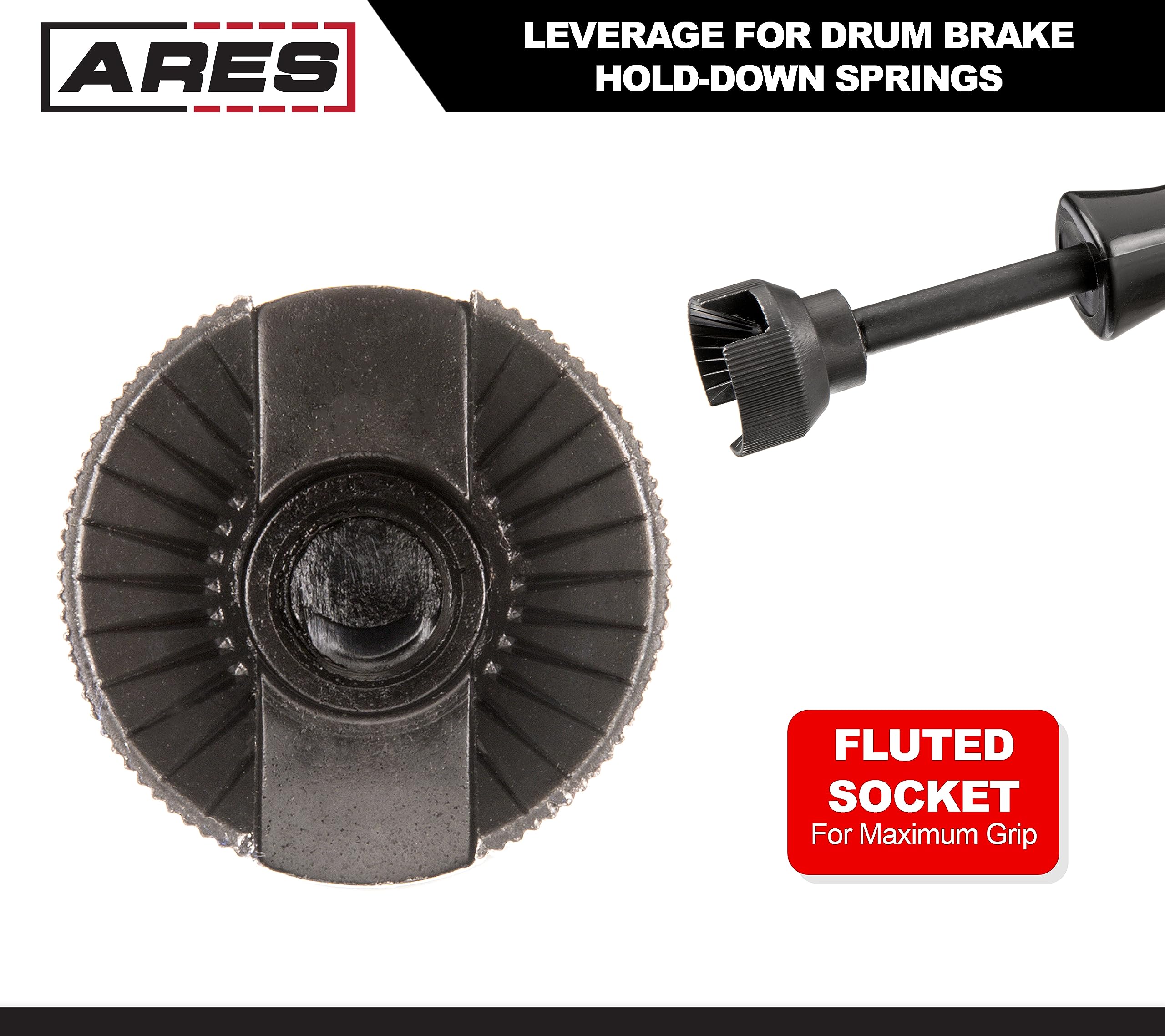 ARES 70191 - Brake Spring Compressor Tool - Provides Leverage to Remove and Install Stubborn Hold-Down Springs of Drum Brakes