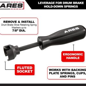 ARES 70191 - Brake Spring Compressor Tool - Provides Leverage to Remove and Install Stubborn Hold-Down Springs of Drum Brakes