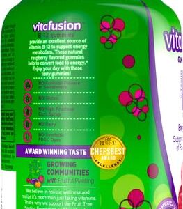 vitafusion Vitamin B12 Gummy Vitamins for Energy Metabolism Support, Natural Raspberry Flavored, America’s Number 1 Gummy Vitamin Brand, 70 Day Supply, 140 Count