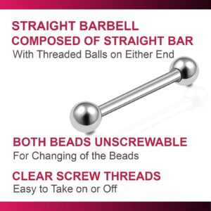 bodyjewellery 4pcs 16g Barbell Cartilage Earring Stud Vertical Anti Tragus Triple Forward Helix Bar Surgical Steel Lobe 4mm Ball - 8mm