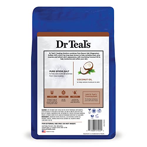 Dr Teal's Salt Soak with Pure Epsom Salt, Nourish & Protect with Coconut Oil, 3 lbs