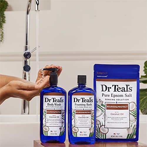 Dr Teal's Salt Soak with Pure Epsom Salt, Nourish & Protect with Coconut Oil, 3 lbs